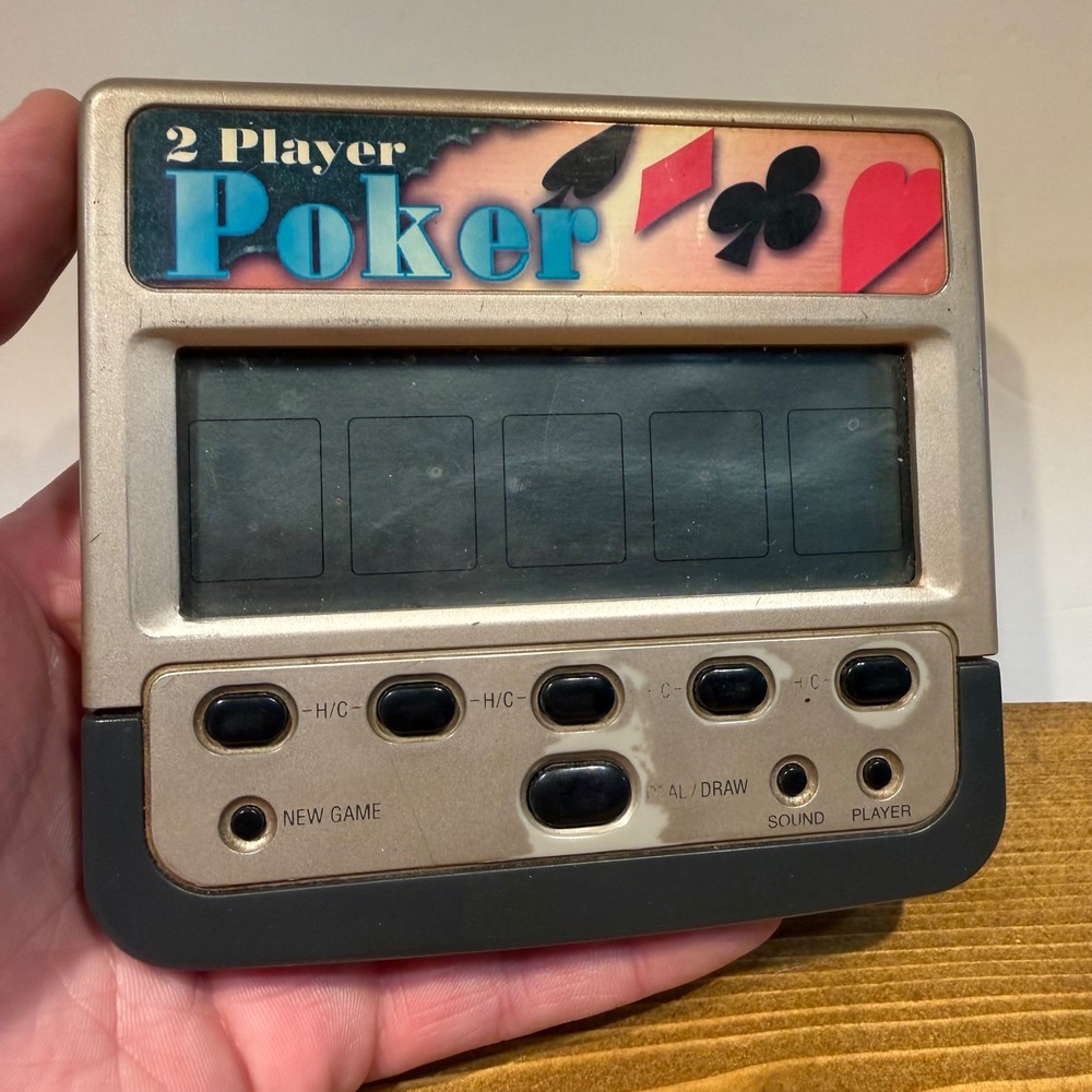 Vintage 2 Player Poker Electronic LCD Handheld Game Battery Operated